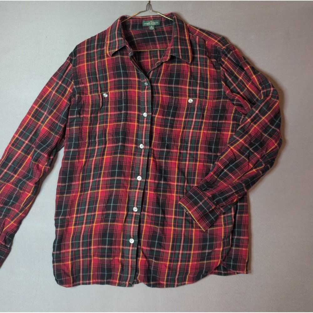 Lauren Jeans Company Ralph Lauren Flannel Shirt Mens Red Black Checks Plaids  XL